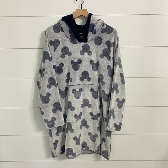 Disney Mickey Mouse Hooded Fleece Gown Pajama PJ's Sleep Shirt, Size Large - Picture 5 of 9